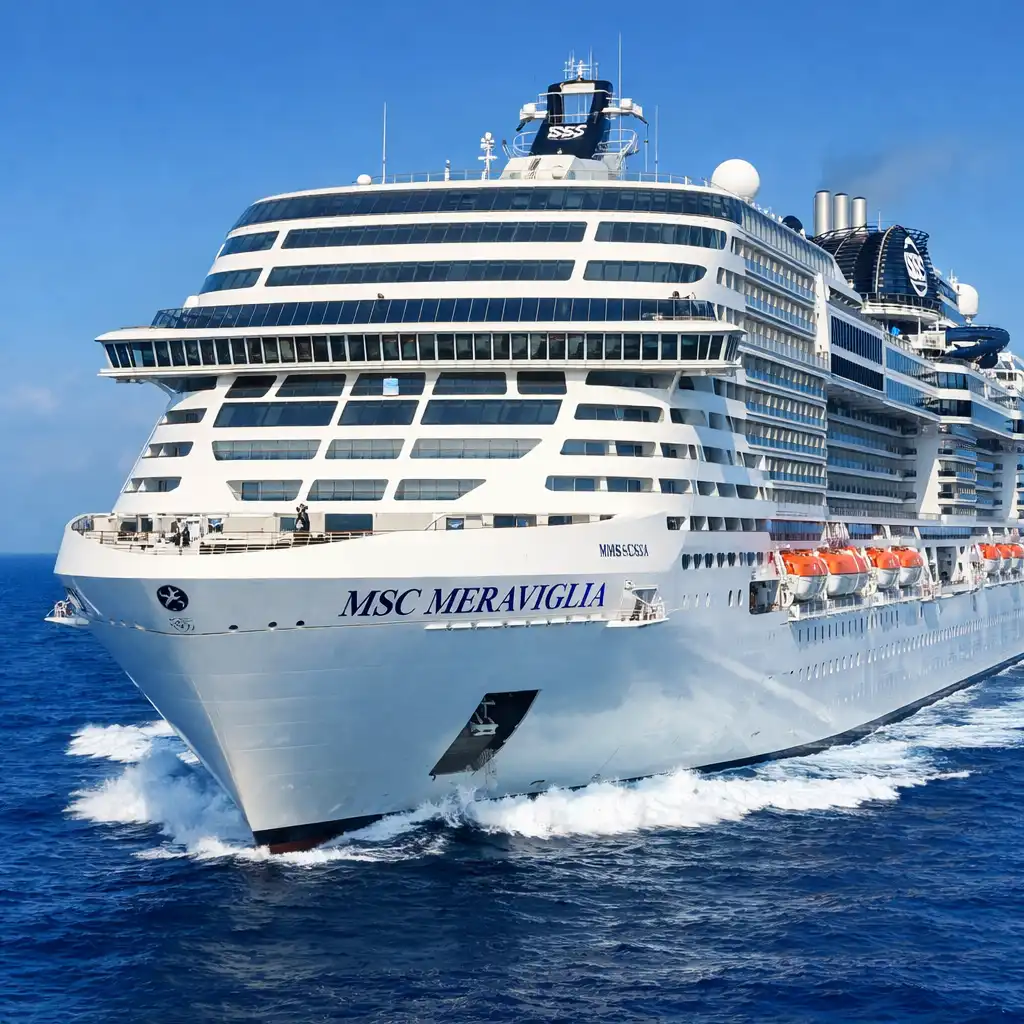 MSC Meraviglia na morzu, widok z przodu