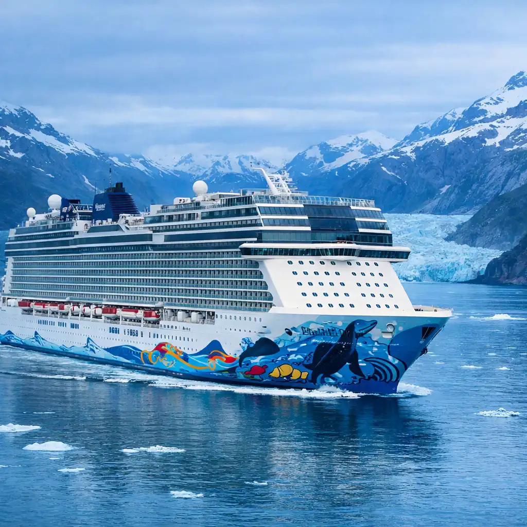 Norwegian Bliss płynący wśród gór i lodowców Alaski